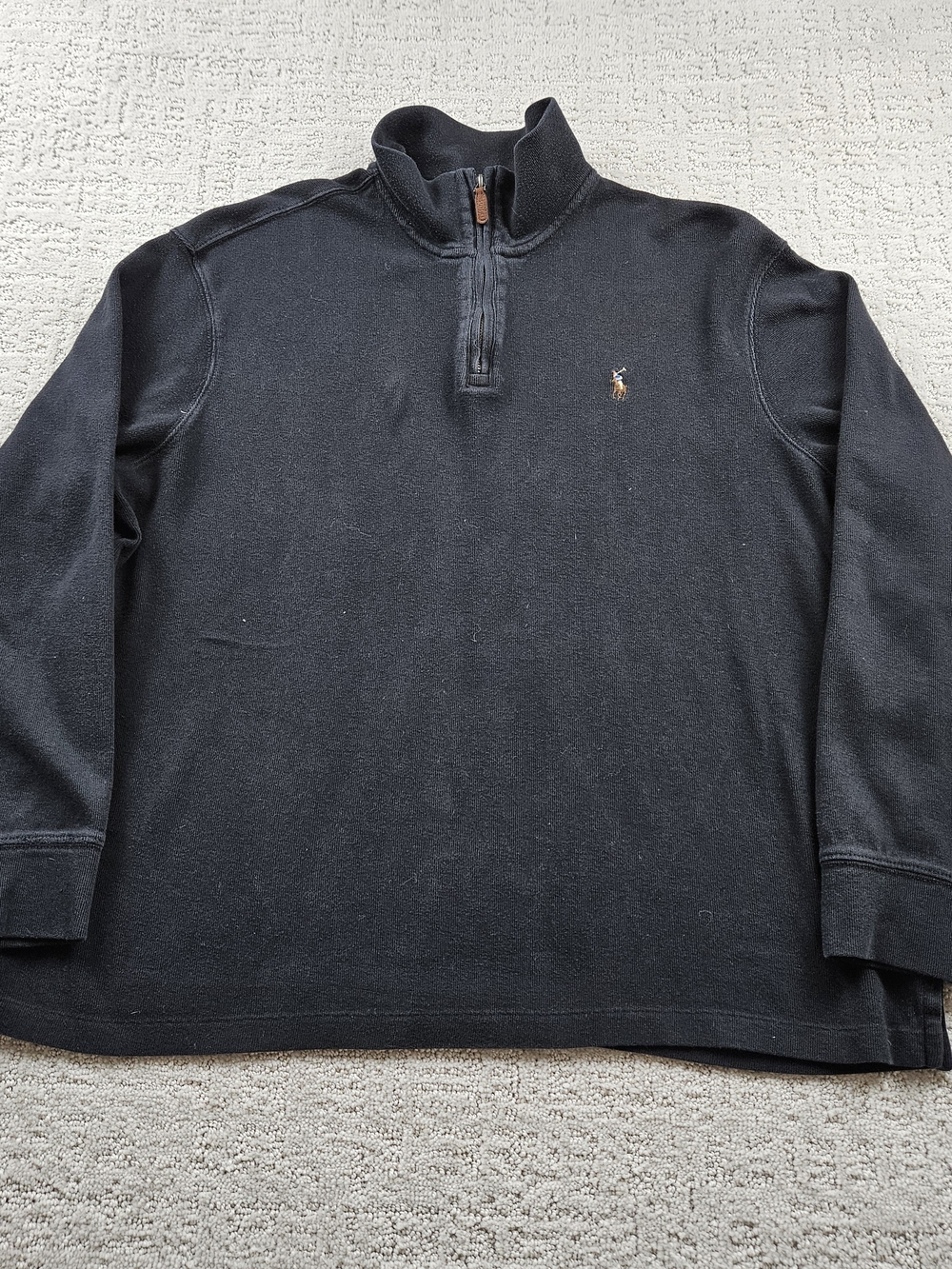 Polo by Ralph Lauren Men's XL Black Quarter-Zip Sweater Estate Rib